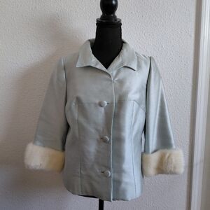 Vtg 1970s George Brown Originals  California Silk Mink Real Fur Cufs Blazer